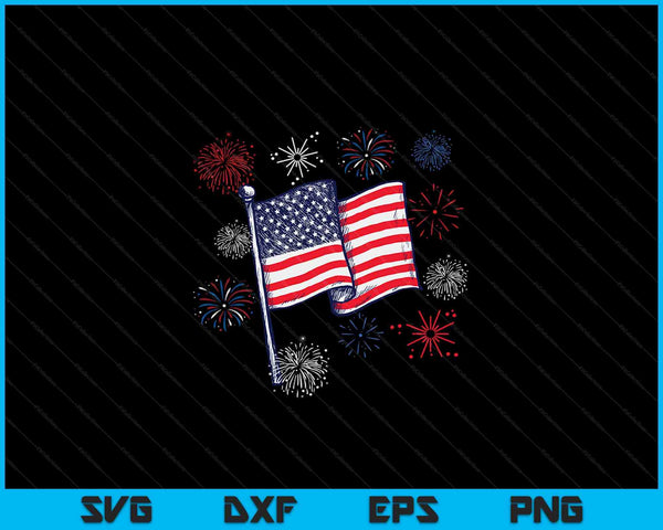 Fuegos artificiales 4 de julio Bandera estadounidense Bengalas patrióticas SVG PNG Cortar archivos imprimibles