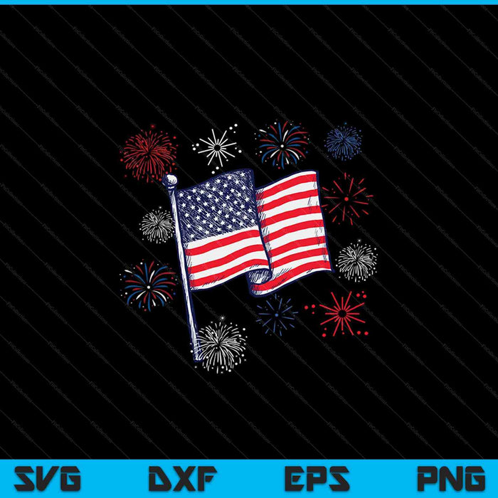 Vuurwerk 4 juli Amerikaanse vlag patriottische wonderkaarsen SVG PNG snijden afdrukbare bestanden