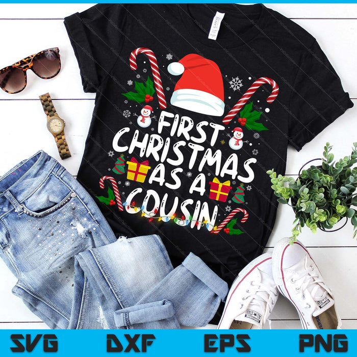 First Christmas As A Cousin Family Matching 1st New Cousin SVG PNG Digital Printable Files