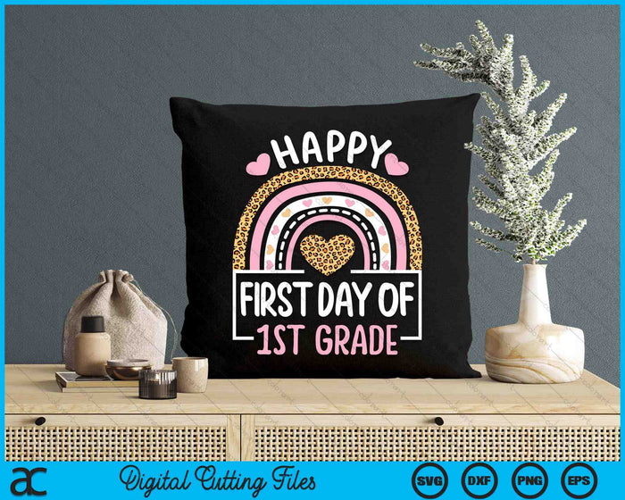 First Day Of 1st Grade Funny Back To School Leopard Teach SVG PNG Digital Cutting Files