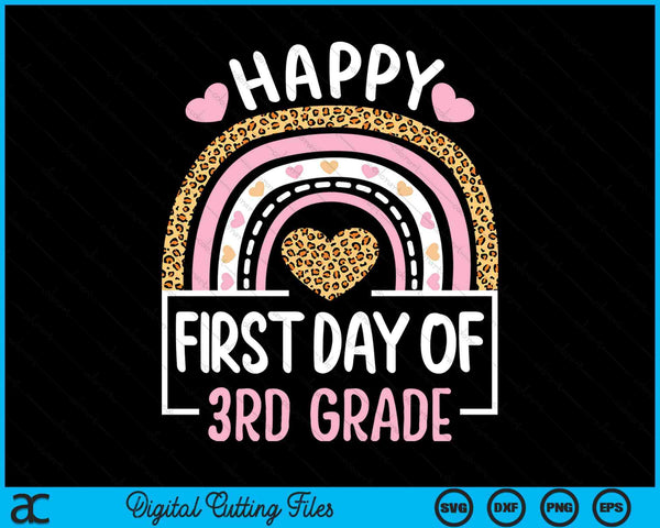 First Day Of 3rd Grade Funny Back To School Leopard Teach SVG PNG Digital Cutting Files