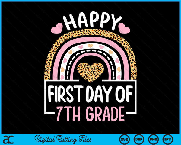 First Day Of 7th Grade Funny Back To School Leopard Teach SVG PNG Digital Cutting Files