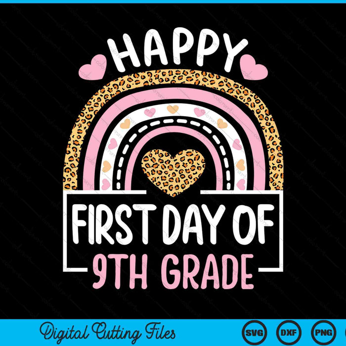 First Day Of 9th Grade Funny Back To School Leopard Teach SVG PNG Digital Cutting Files