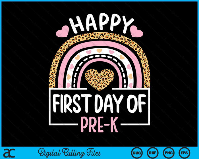 First Day Of Pre-K Funny Back To School Leopard Teach SVG PNG Digital Cutting Files