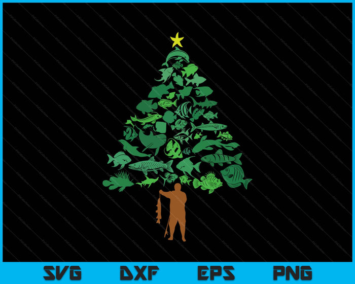 Fish Christmas Tree Merry Fishmas Funny Christmas Fisherman SVG PNG Digital Printable Files