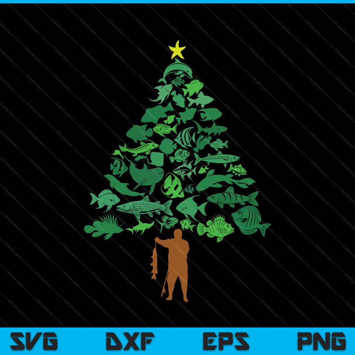 Fish Christmas Tree Merry Fishmas Funny Christmas Fisherman SVG PNG Digital Printable Files
