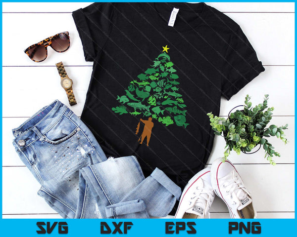Fish Christmas Tree Merry Fishmas Funny Christmas Fisherman SVG PNG Digital Printable Files