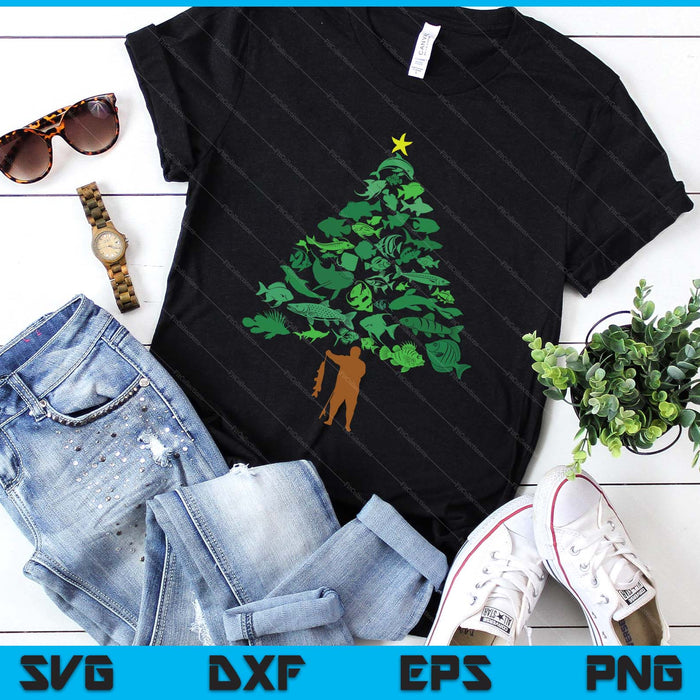 Fish Christmas Tree Merry Fishmas Funny Christmas Fisherman SVG PNG Digital Printable Files