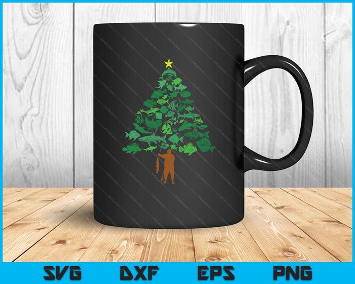 Fish Christmas Tree Merry Fishmas Funny Christmas Fisherman SVG PNG Digital Printable Files