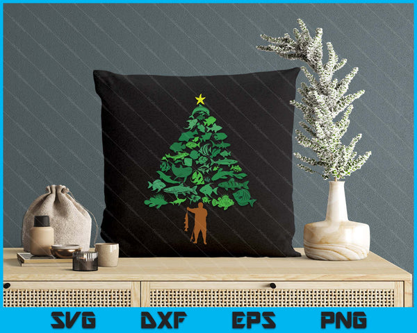 Fish Christmas Tree Merry Fishmas Funny Christmas Fisherman SVG PNG Digital Printable Files