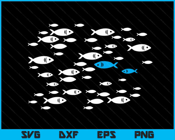 Fish Swim Against The Current In The Sea SVG PNG Digital Cutting Files