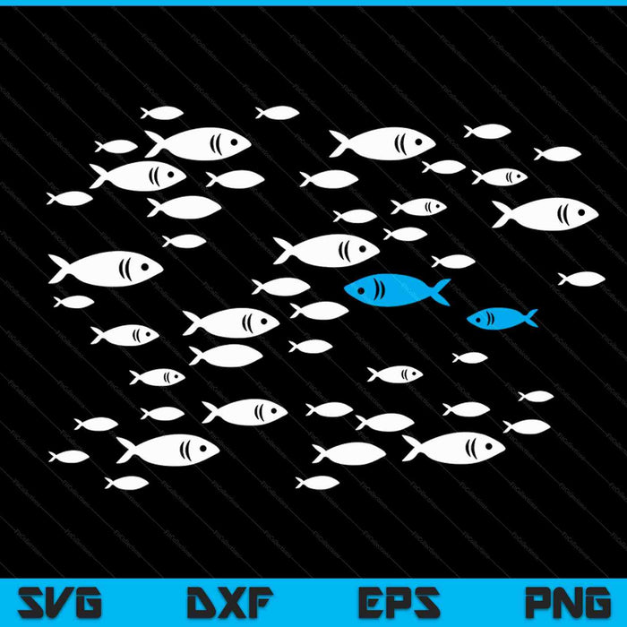Fish Swim Against The Current In The Sea SVG PNG Digital Cutting Files