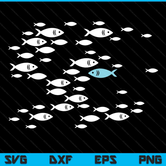 Fish swim against the current in the sea SVG cut file