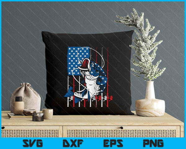 Fishing Art For Men Women American Flag Usa Fishing Lover SVG PNG Digital Printable Files