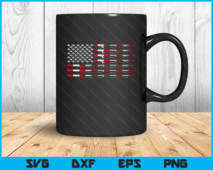 Fishing Fly Rod American Flag gift for Fisherman SVG PNG Digital Printable Files