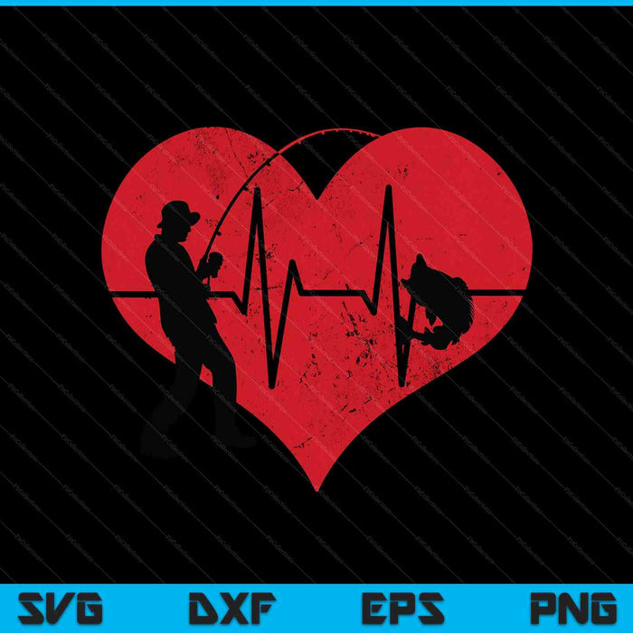 Fishing heartbeat Fathers Day for men him SVG PNG cut file for Cricut