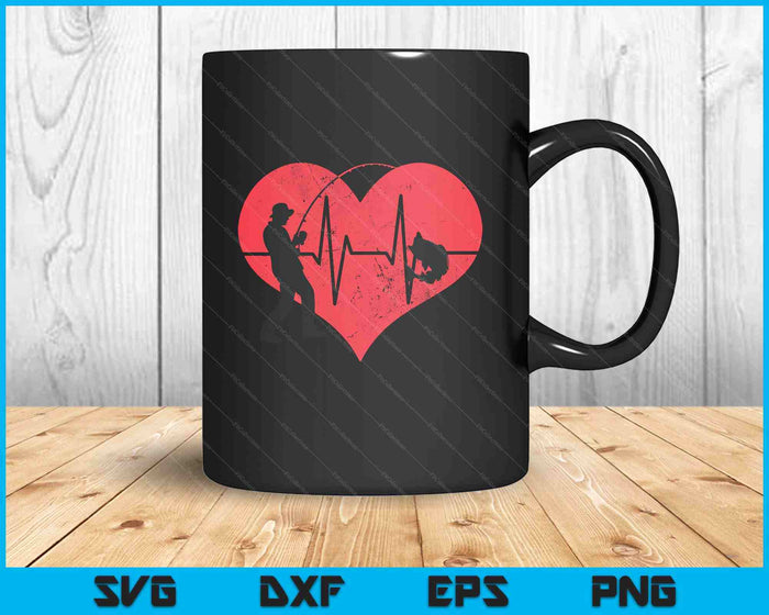 Fishing Heartbeat Fathers Day Gift For Men Him SVG PNG Digital Printable Files