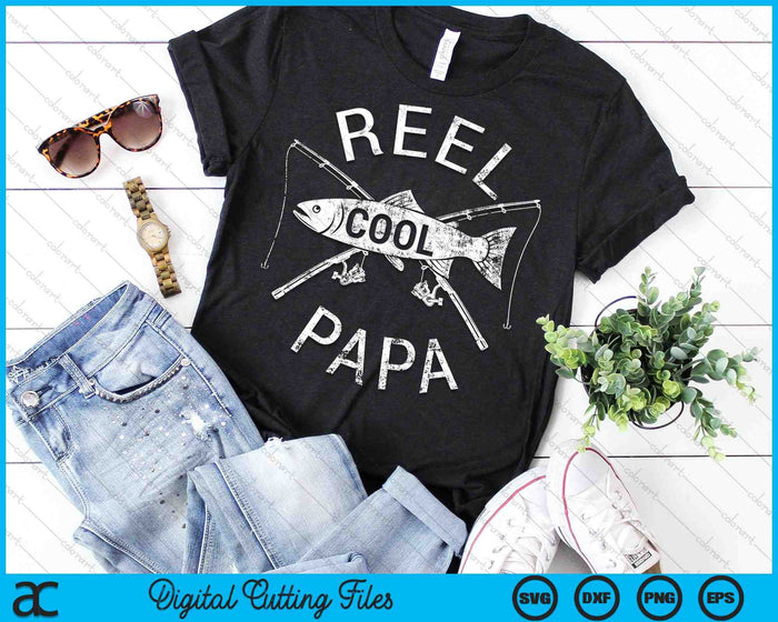 Carrete de pesca Cool Papa Pesca divertida SVG PNG Cortar archivos imprimibles