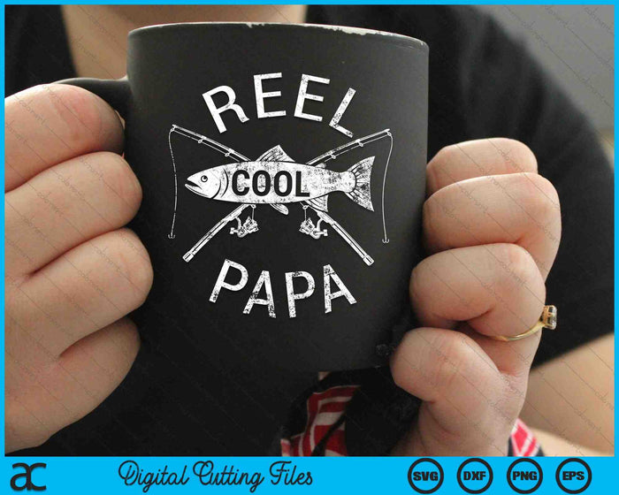 Carrete de pesca Cool Papa Pesca divertida SVG PNG Cortar archivos imprimibles