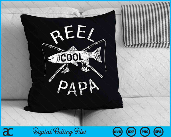 Carrete de pesca Cool Papa Pesca divertida SVG PNG Cortar archivos imprimibles