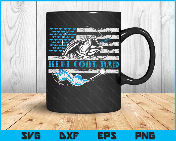 Fishing Stuff For Fathers Day, Reel Cool Dad American Flag SVG PNG Digital Cutting File