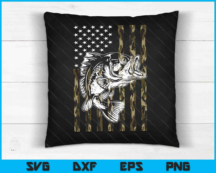 Camuflaje Bandera Americana Bass Fisherman SVG PNG Archivos de Corte Digital