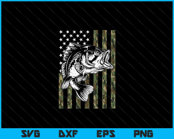 Fishing Camouflage American Flag Fish Bass Fish Fisherman SVG PNG Digital Printable Files