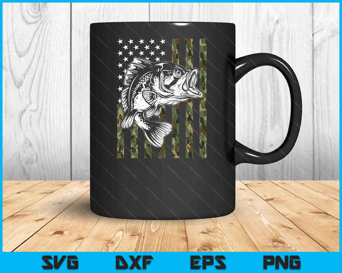 Fishing Camouflage American Flag Fish Bass Fish Fisherman SVG PNG Digital Printable Files