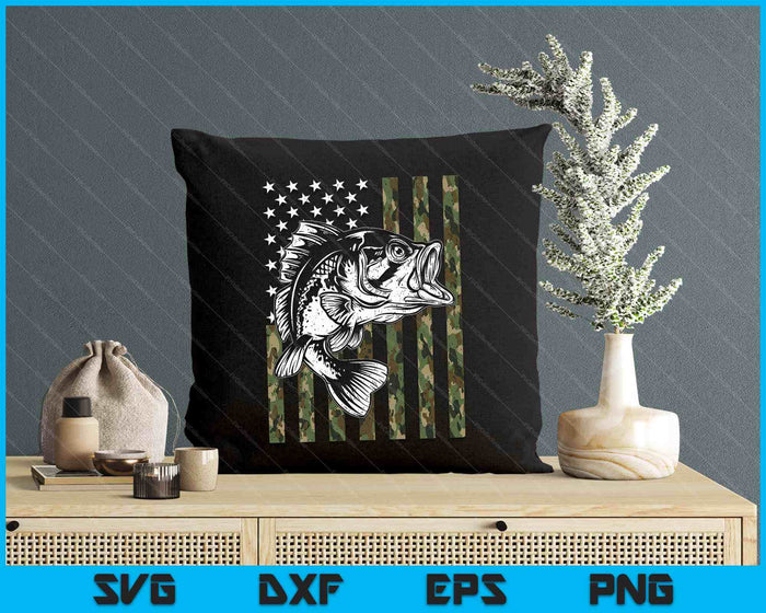 Fishing Camouflage American Flag Fish Bass Fish Fisherman SVG PNG Digital Printable Files