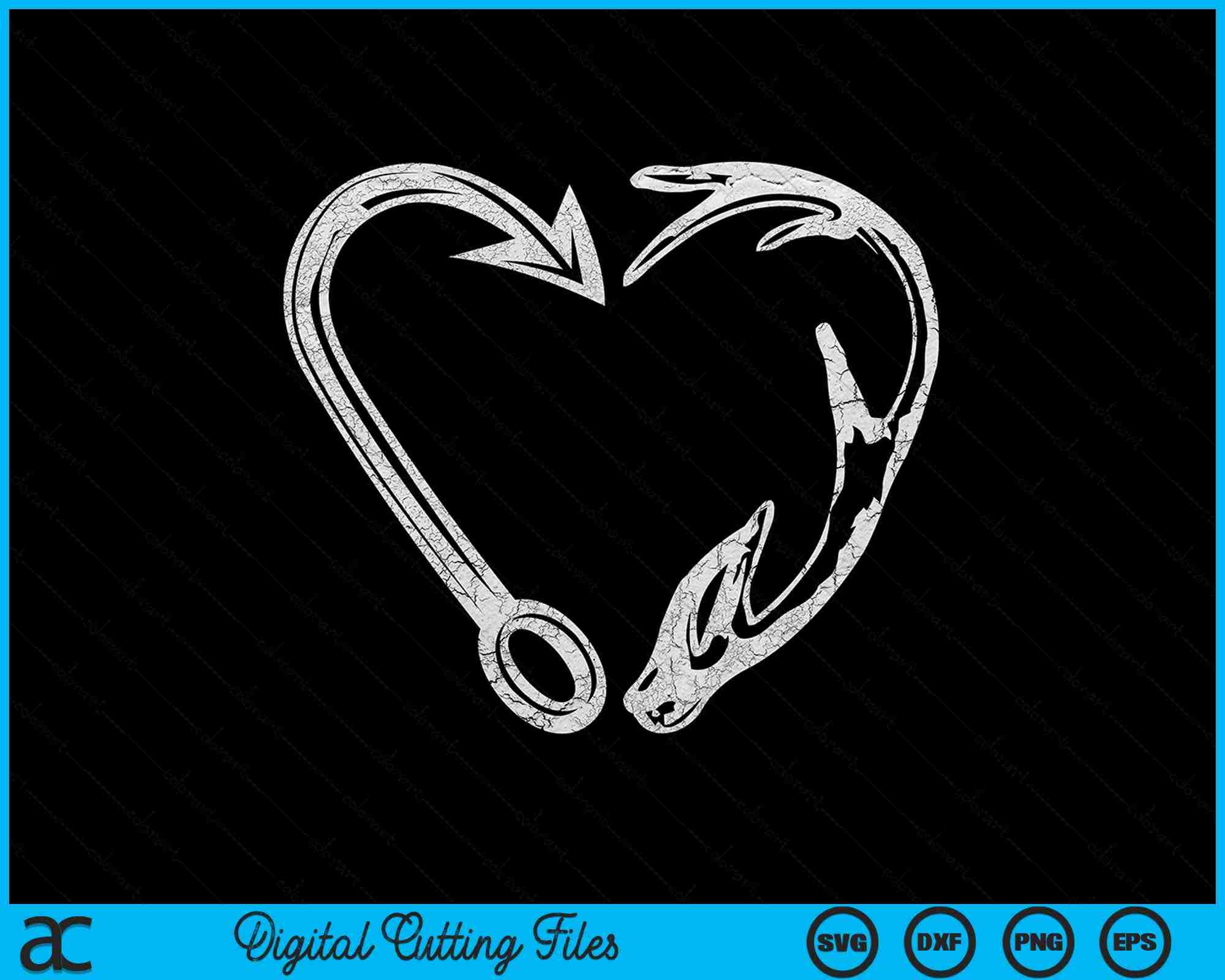 Hunting and Fishing Heart, Fishing Svg, Fishing Cut File, Fishing