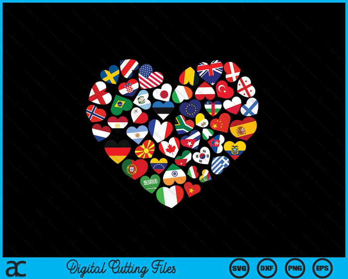 Flags Of Countries Of The World International Flag Heart SVG PNG Digital Printable Files