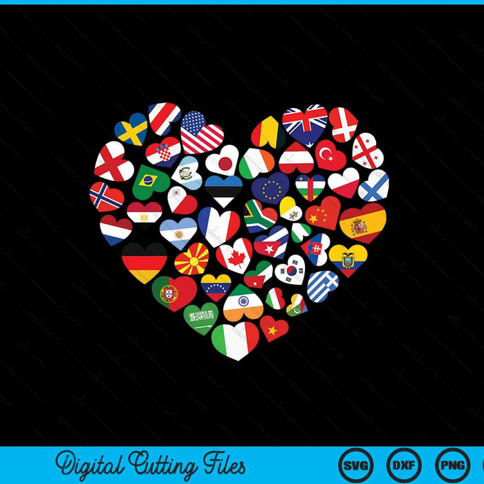 Flags of countries of the world international flag heart SVG cut file