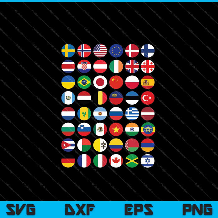 Lijst van vlaggen van de landen van de wereld SVG PNG snijden afdrukbare bestanden