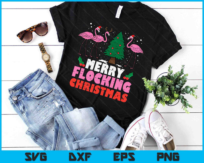 Flamingo Merry Flocking Christmas Funny Xmas SVG PNG Digital Printable Files