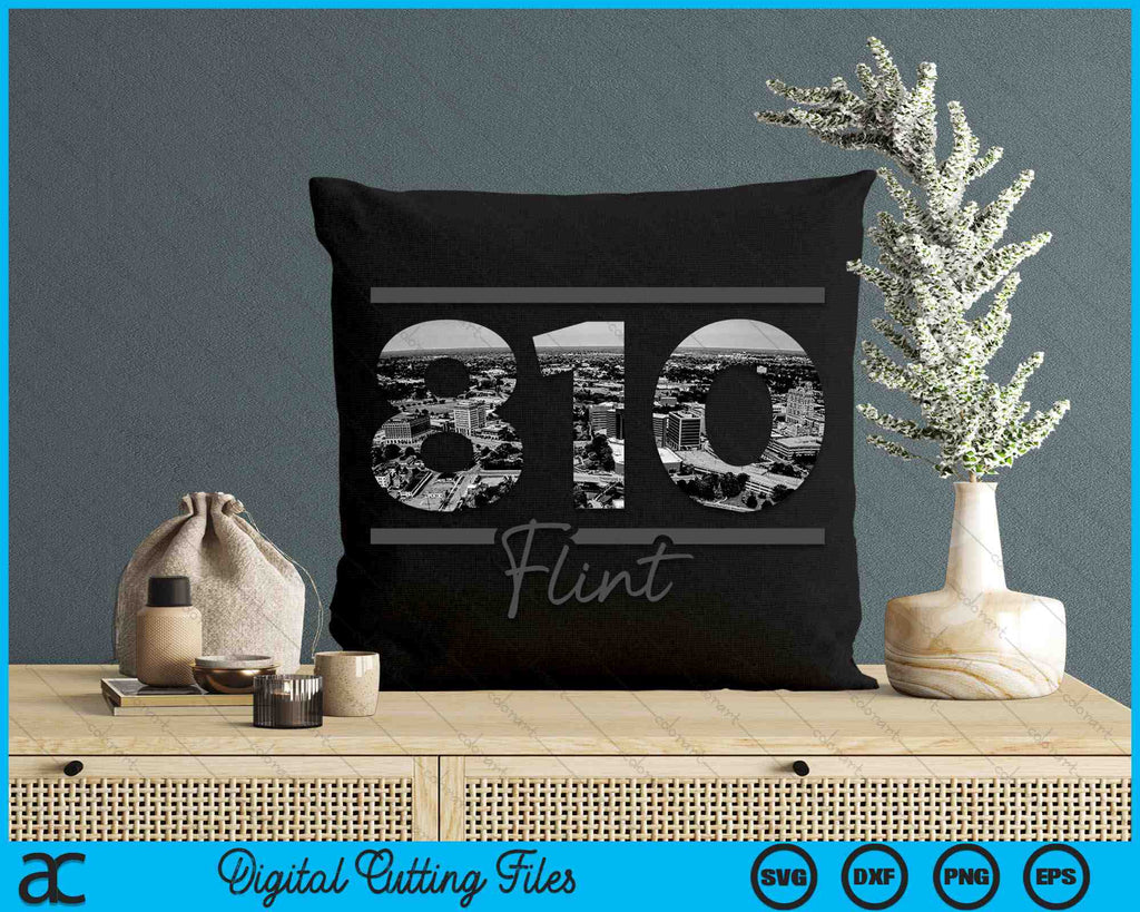 Flint 810 Area Code Skyline Michigan Vintage SVG PNG Cutting Files ...