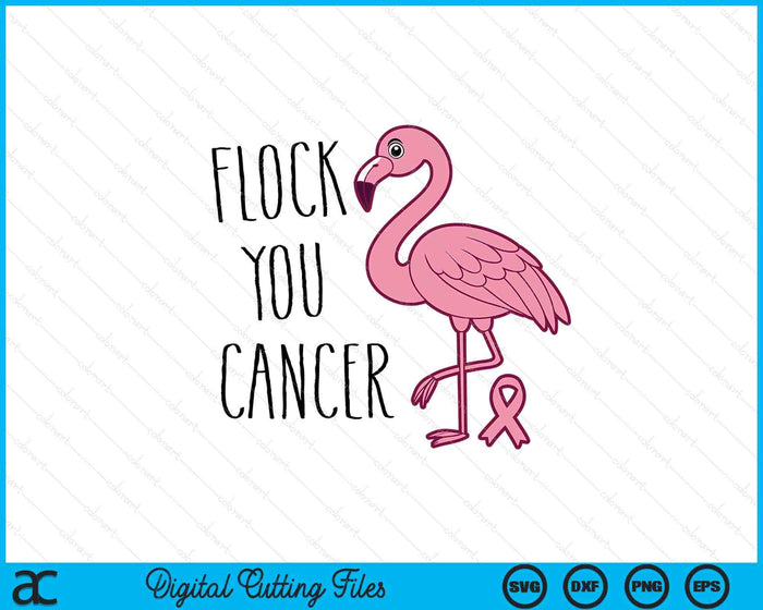 Flock You Breast Cancer Flamingo Pink Ribbon Support Gift SVG PNG Digital Cutting File