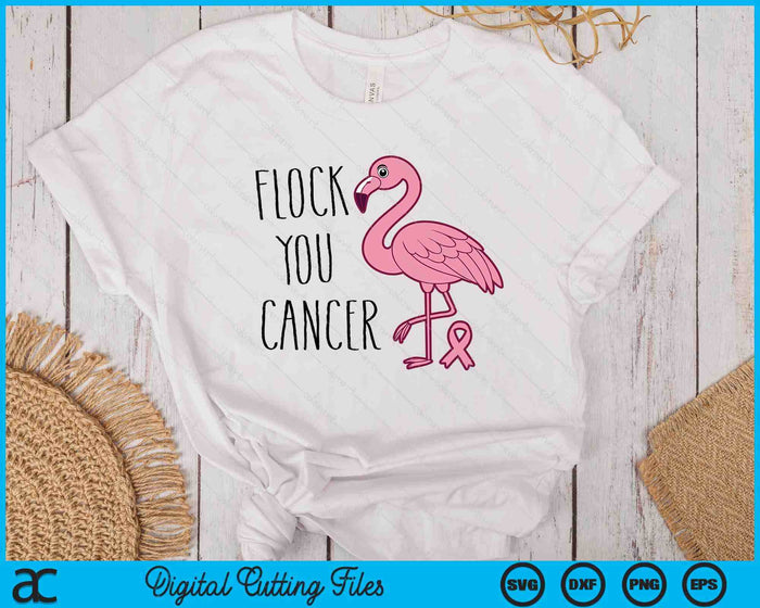 Flock You Breast Cancer Flamingo Pink Ribbon Support Gift SVG PNG Digital Cutting File