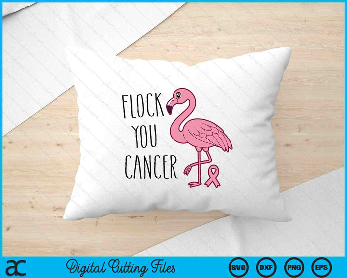 Flock You Breast Cancer Flamingo Pink Ribbon Support Gift SVG PNG Digital Cutting File