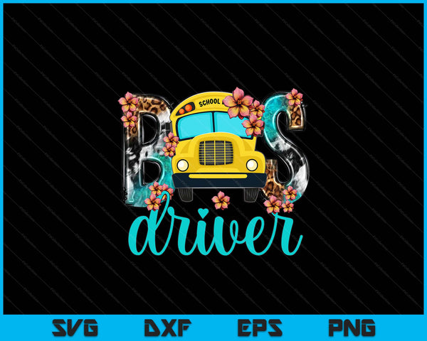 Floral Leopard Bus Driver School Bus Back To School SVG PNG Digital Printable Files