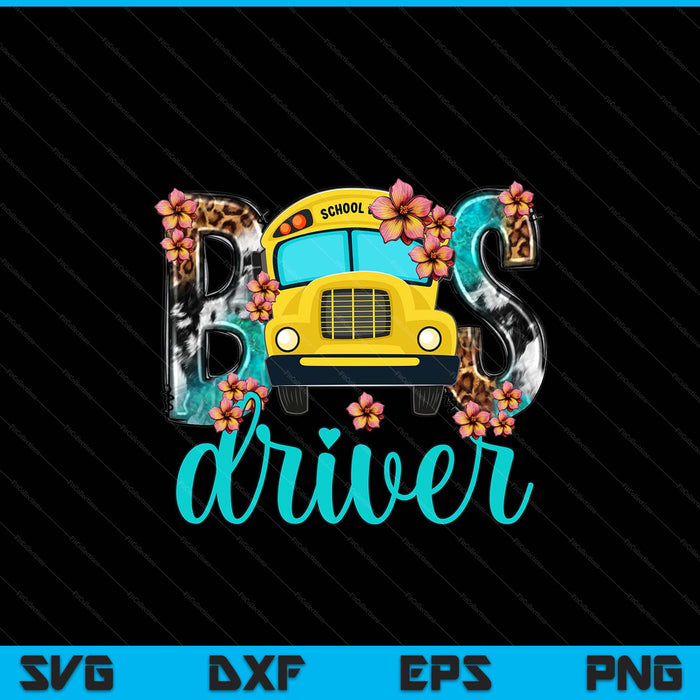 Floral Leopard Bus Driver School Bus Back To School SVG PNG Digital Printable Files