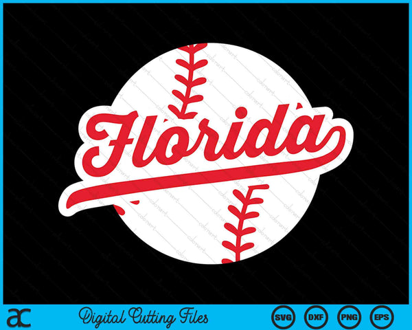 Florida Baseball Vintage Florida Pride Love City Red SVG PNG Digital Cutting Files