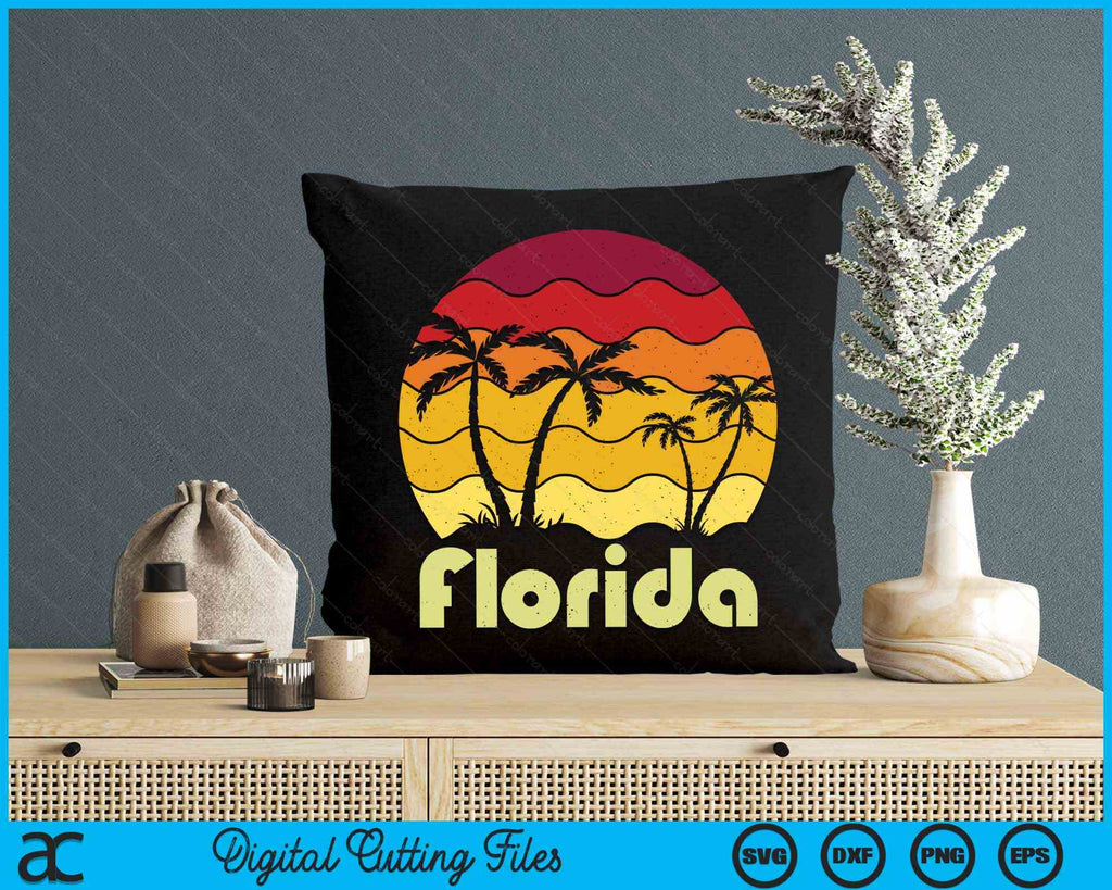 Florida Beach Summer Palm Trees Retro Florida SVG PNG Cutting Files ...
