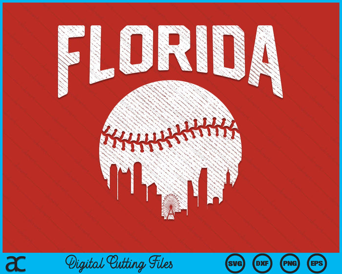 Florida City California Baseball Skyline Vintage Souvenir SVG PNG Digital Printable Files