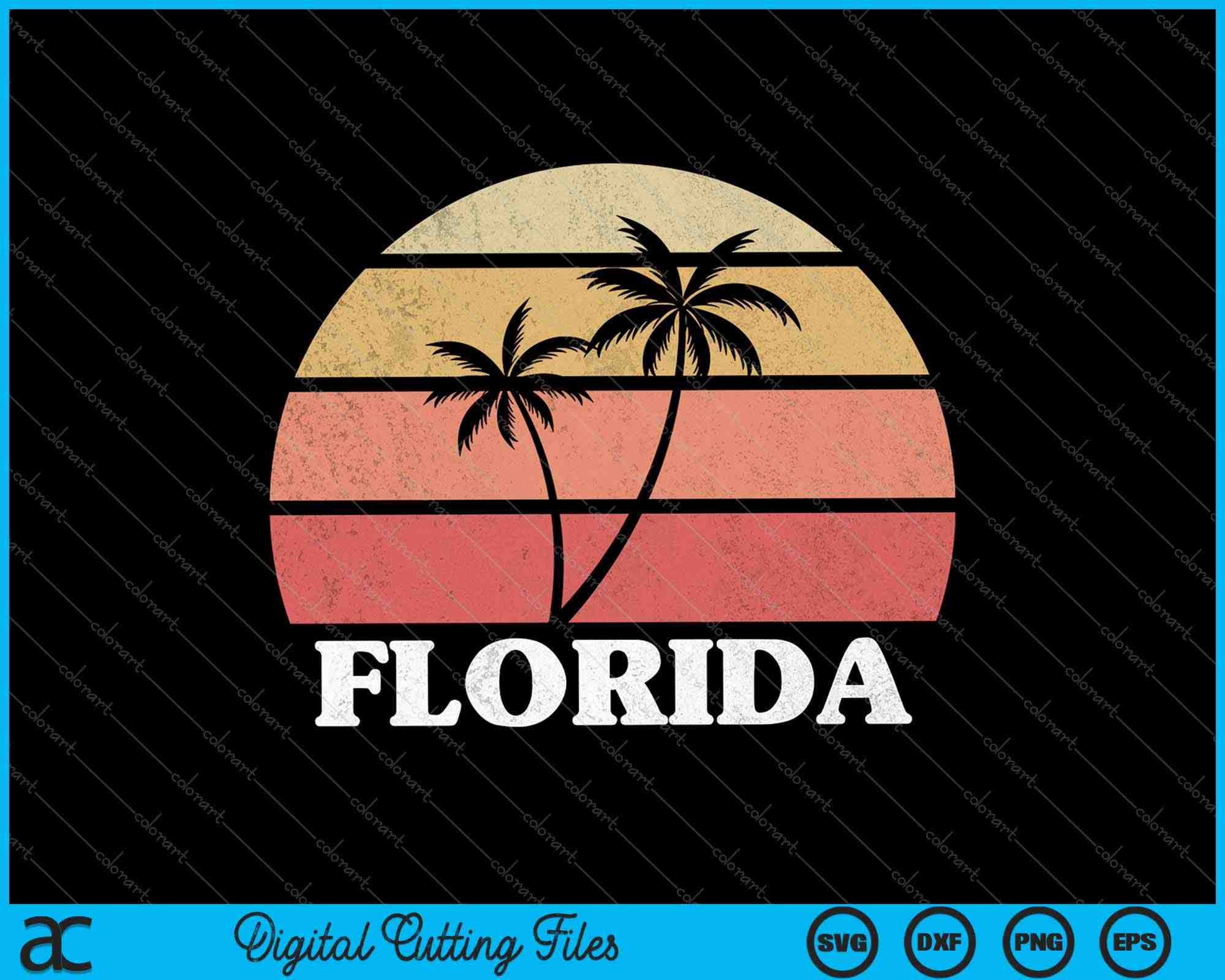 Florida Keys FL Vintage 70s Retro Throwback SVG PNG Files – creativeusarts