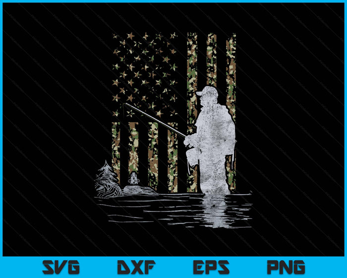 Fly Fishing Fisherman American Flag Camouflage Fly Tying SVG PNG Digital Printable Files