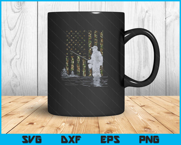 Fly Fishing Fisherman American Flag Camouflage Fly Tying SVG PNG Digital Printable Files
