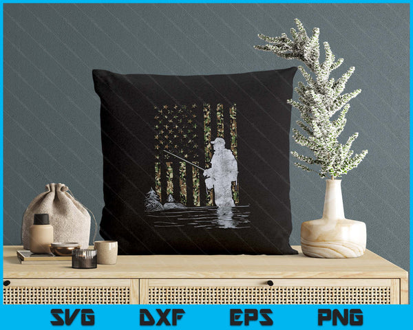 Fly Fishing Fisherman American Flag Camouflage Fly Tying SVG PNG Digital Printable Files