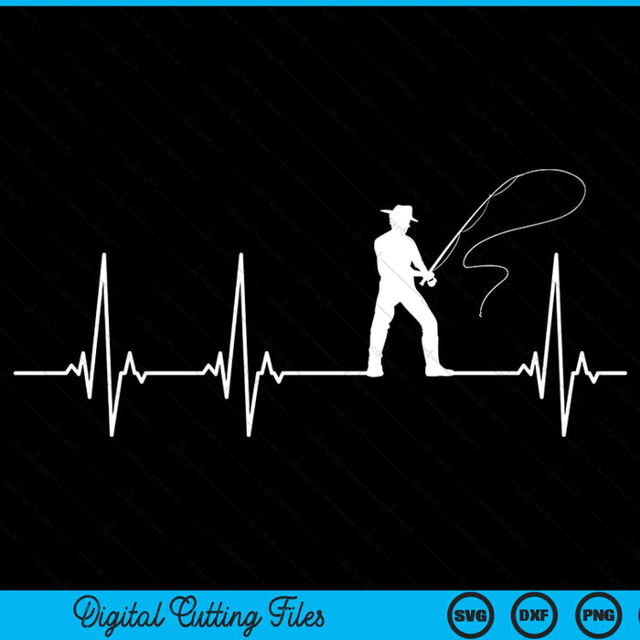 Fly fishing heartbeat SVG cut file