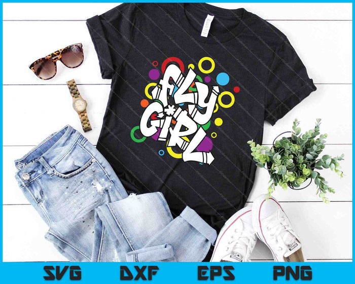 Fly Girl jaren '80 jaren '90 Old School B-Girl Hip Hop SVG PNG Snijden afdrukbare bestanden