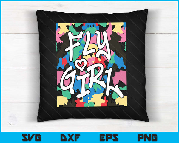 Fly Girl 80s 90s Old School Camo B-Girl Hip Hop SVG PNG Digital Printable Files
